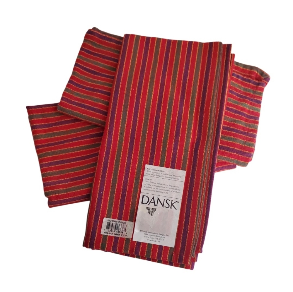 3 Dansk Striped Cloth Napkins